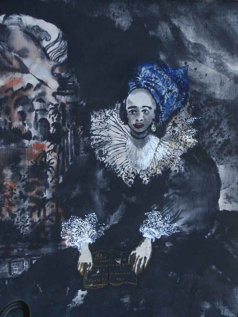 Obi Okigbo 2012, Anna of Idoto, indian ink and pigment on linen, 150cm x 112.5cm approx