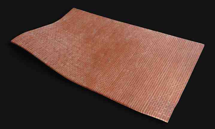 Noor Ali Chagani 2014: Flying carpet, 121cm x 74cm x 17.8 cm, terracotta bricks, cement and steel. Photo: N A Chagani